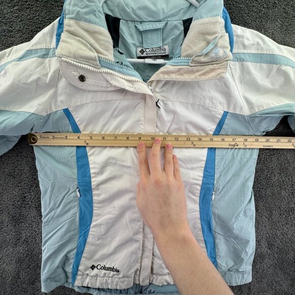 Columbia Jacket Girls Medium 10-12 White Blue Full Zip Hooded Whirlibird Youth - Picture 4 of 16
